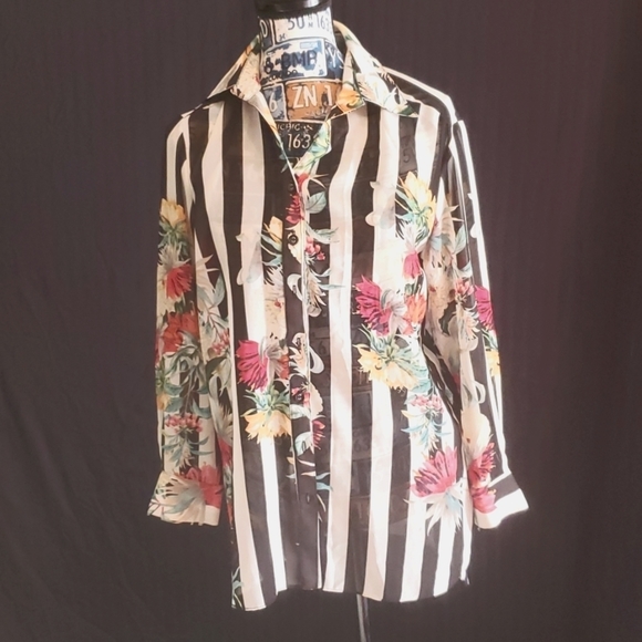 Mishca Tops - 𝅺mishca Striped Floral Blouse